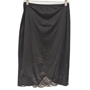 Wondermaid Black Non Cling Slip Skirt Lace Trim Vintage Size S Silky Nylon‎